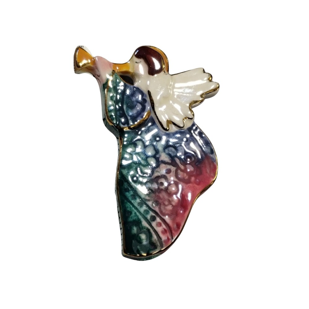 👜Angel Pin Brooch Multicolor Gold Tone Holiday Christmas‎ Religious Gift